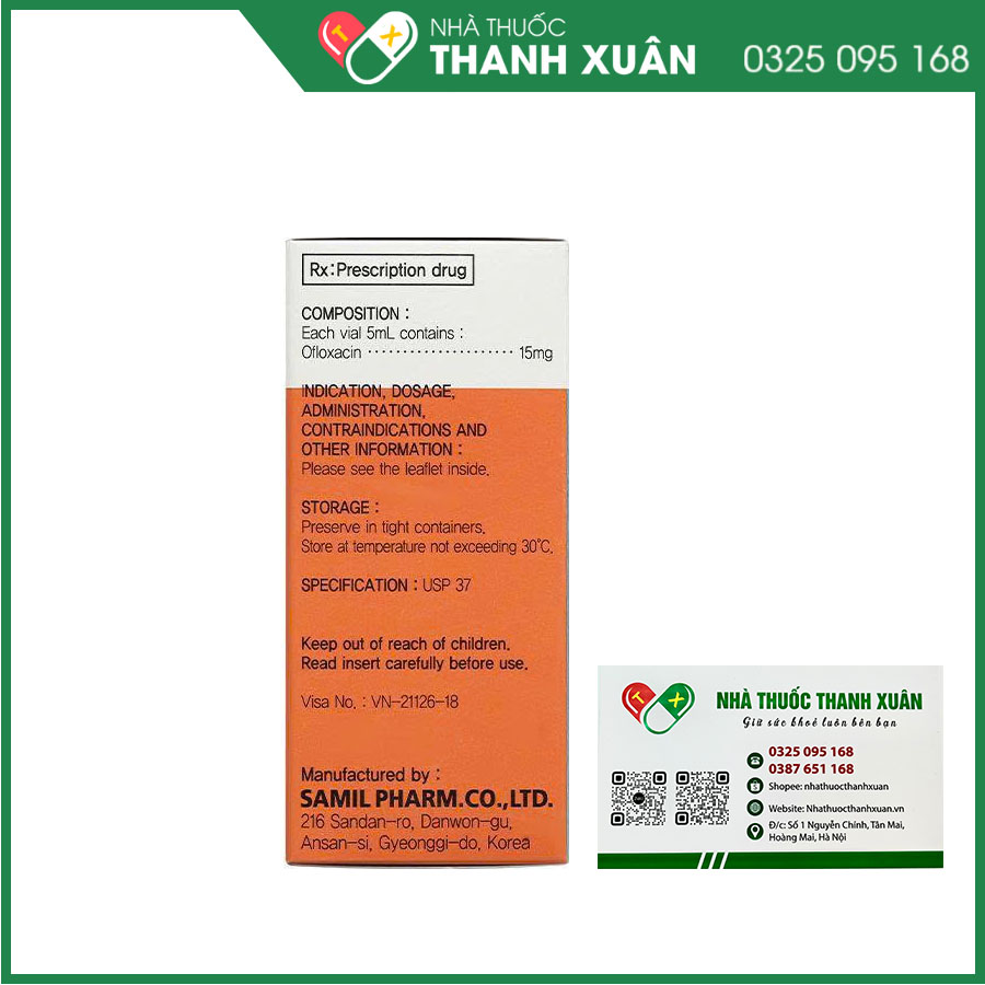 Eyflox ophthalmic solution điều trị các nhiễm khuẩn ở mắt